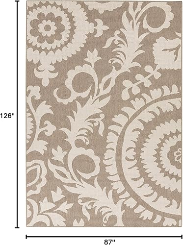 Vista 87 de Alysia - Alfombra de interior y exterior beige y crema, 3 pies 6 pulgadas x 5 pies 6 pulgadas