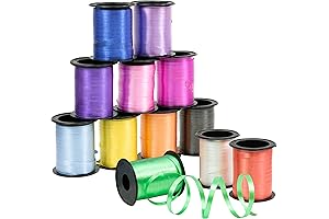 GiftExpress 12 Crimped Curling Ribbon Rolls for Balloons, Crafts, and Gifts