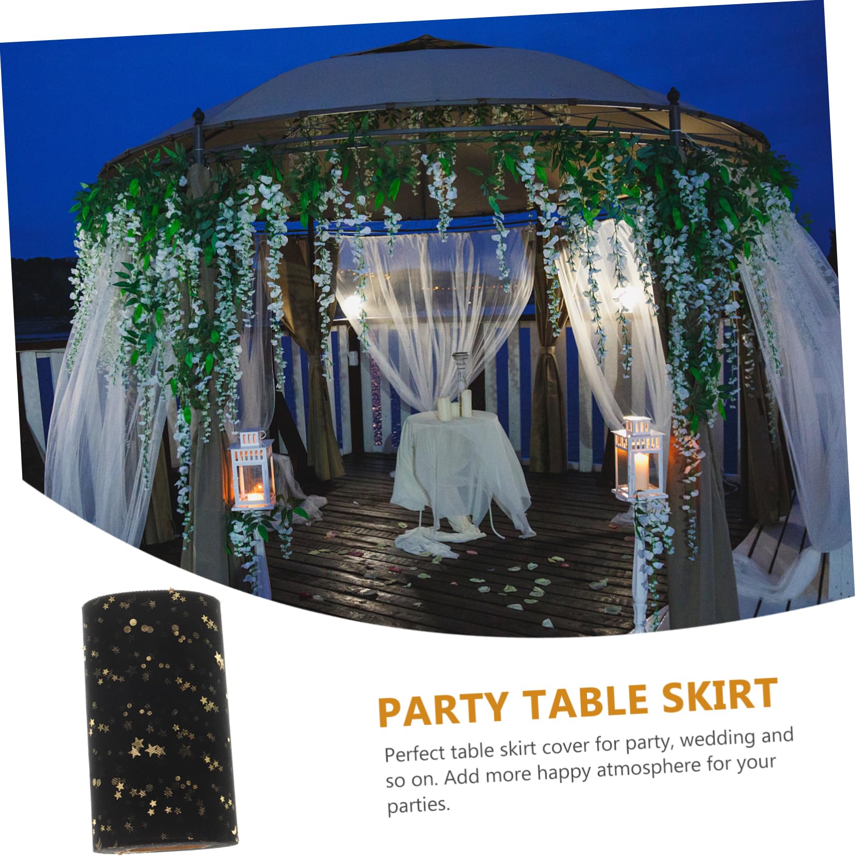 AUTSUPPL Wedding Table Skirt Wrapping Ribbon Wedding Table Decoration Tutu Wired Ribbon Ribbons for Presents Table Decorations Tulle Table Runner Wide Wired Ribbon Wires Black