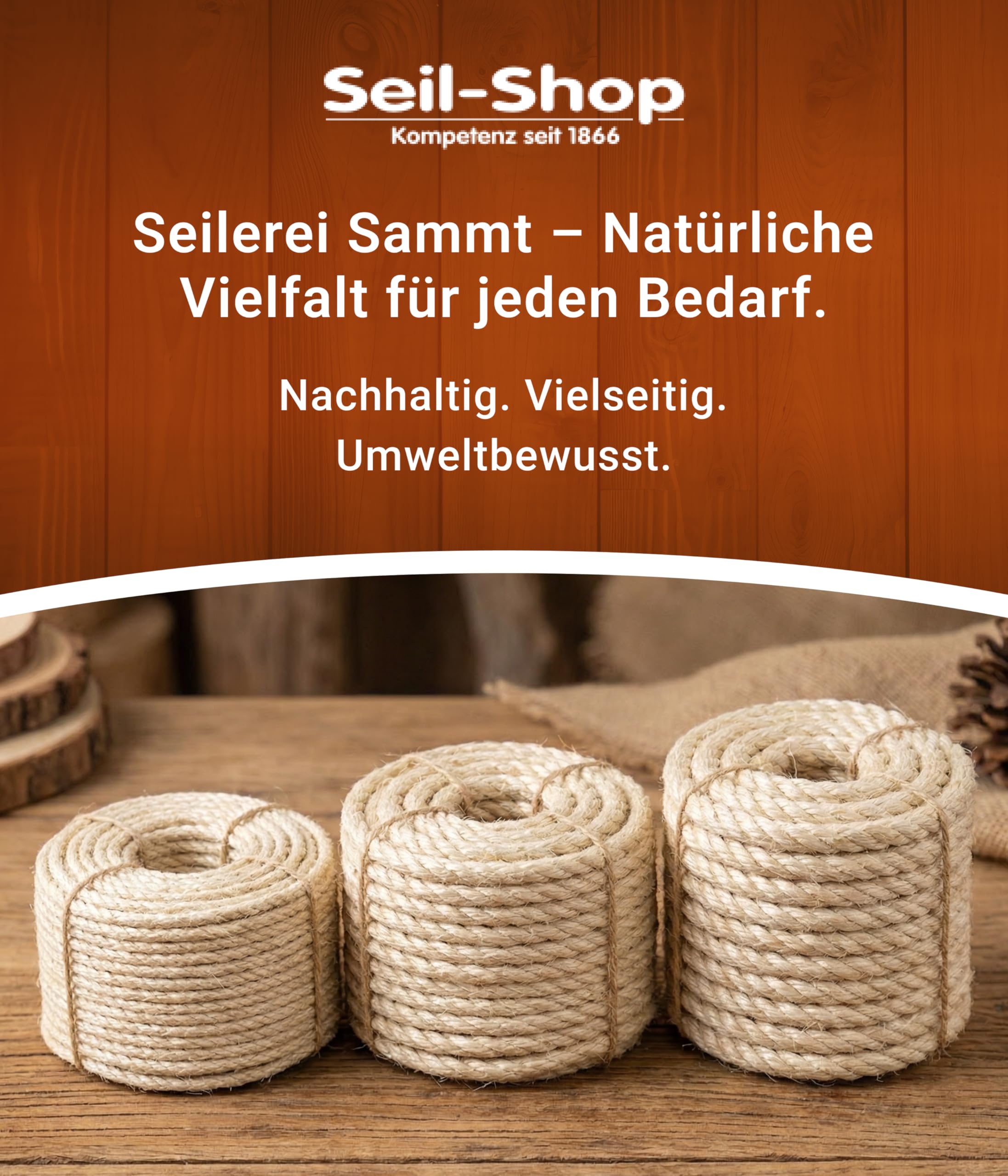 Seil-Shop Sisalseil Kratzbaumseil 6/8/10mm - versch. Längen, 100% Naturprodukt - ohne Zusatzstoffe SPITZENQUALITÄT Sisal Schnur für Kratzbaum (6mm - 220m)