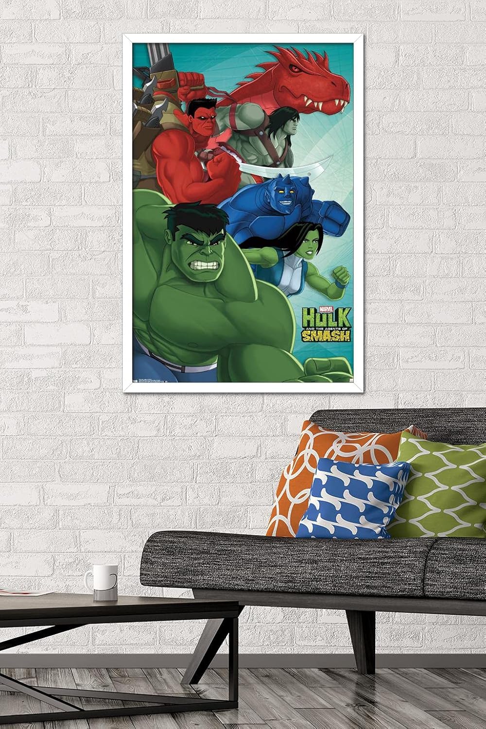 Trends International Marvel Comics TV - Hulk And The Agents Of Smash Wall Poster, 22.375" x 34", White Framed Version