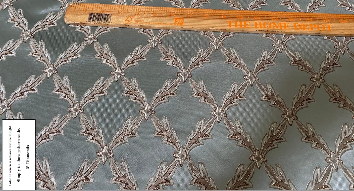 54'' Renaissance Jacquard Drapery Upholstery Damask Stripe Diamond Fabric | Sold by The Yard (Diamond Azure), Renaissance001