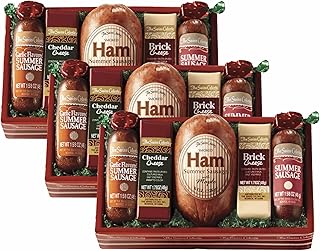 3 Holiday Gift Boxes - The Swiss Colony High 5 Food Bundle - Assorted Summer Sausages and Cheeses, Includes 3 Gift Boxes
