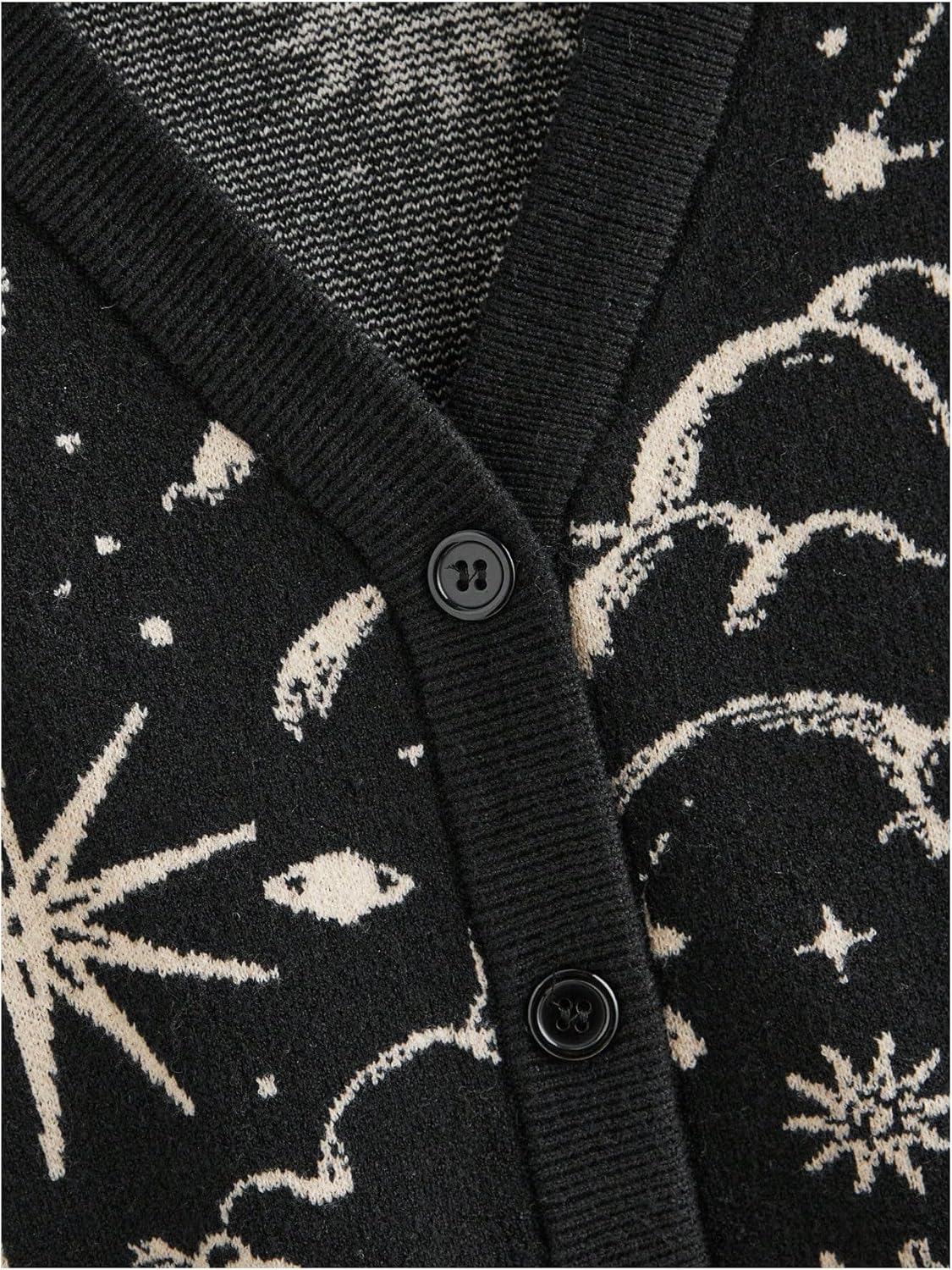 Women's Plus Size Boho Printed Cardigan Sweaters Button Up V Neck Long Sleeve Grunge Punk Knit Tops Hippie Outerwear - Image 3