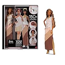 Barbie Basics You Create – Kit colori neutri 001, bambola personalizzabile con corpo snodato, due teste intercambiabili aggiuntive, quattro abiti e otto accessori inclusi, 6+ anni, JJX35