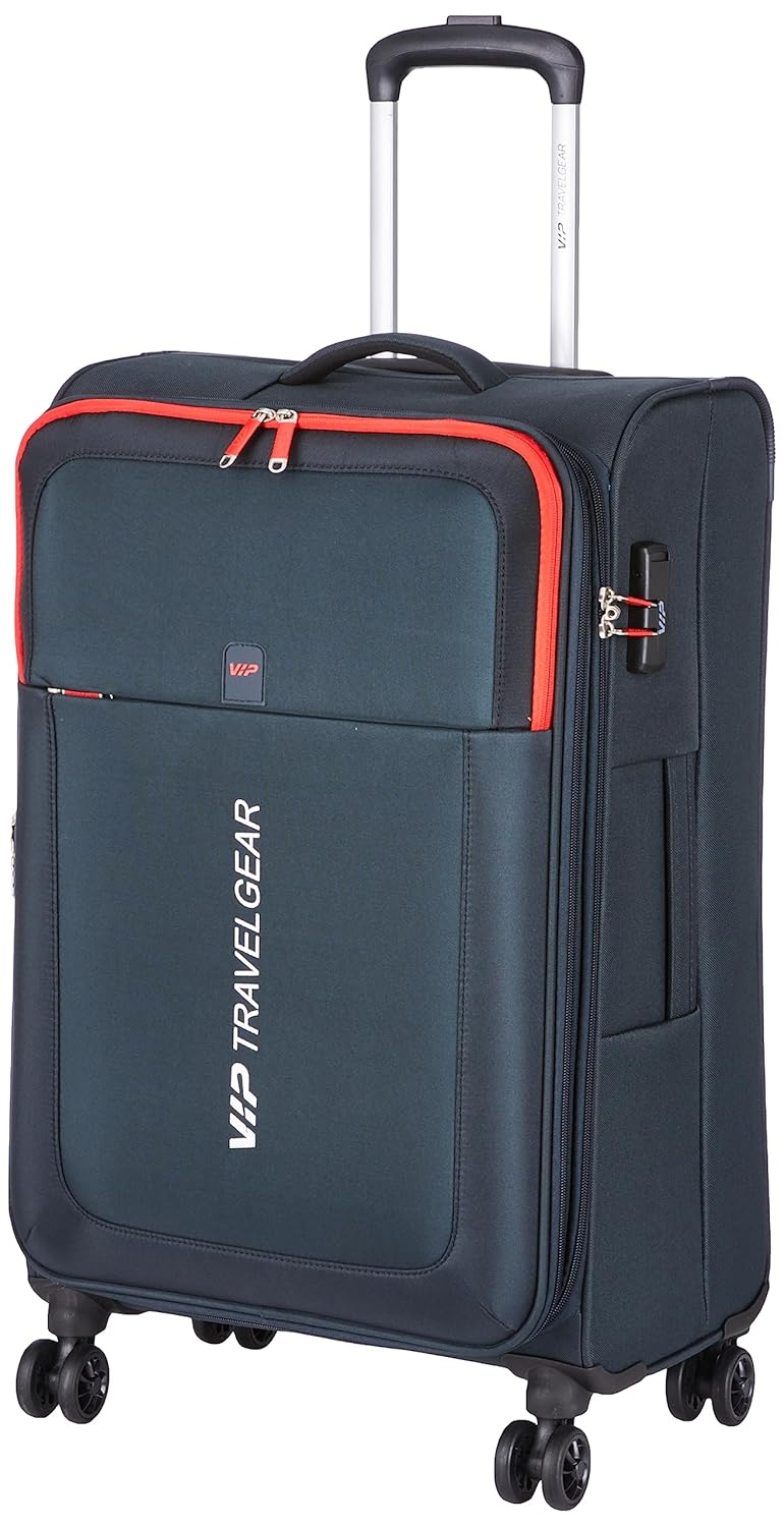 VIP Suprema 69cm Softsided Medium Size Polyester 8 Spinner Wheels Grey Suitcase