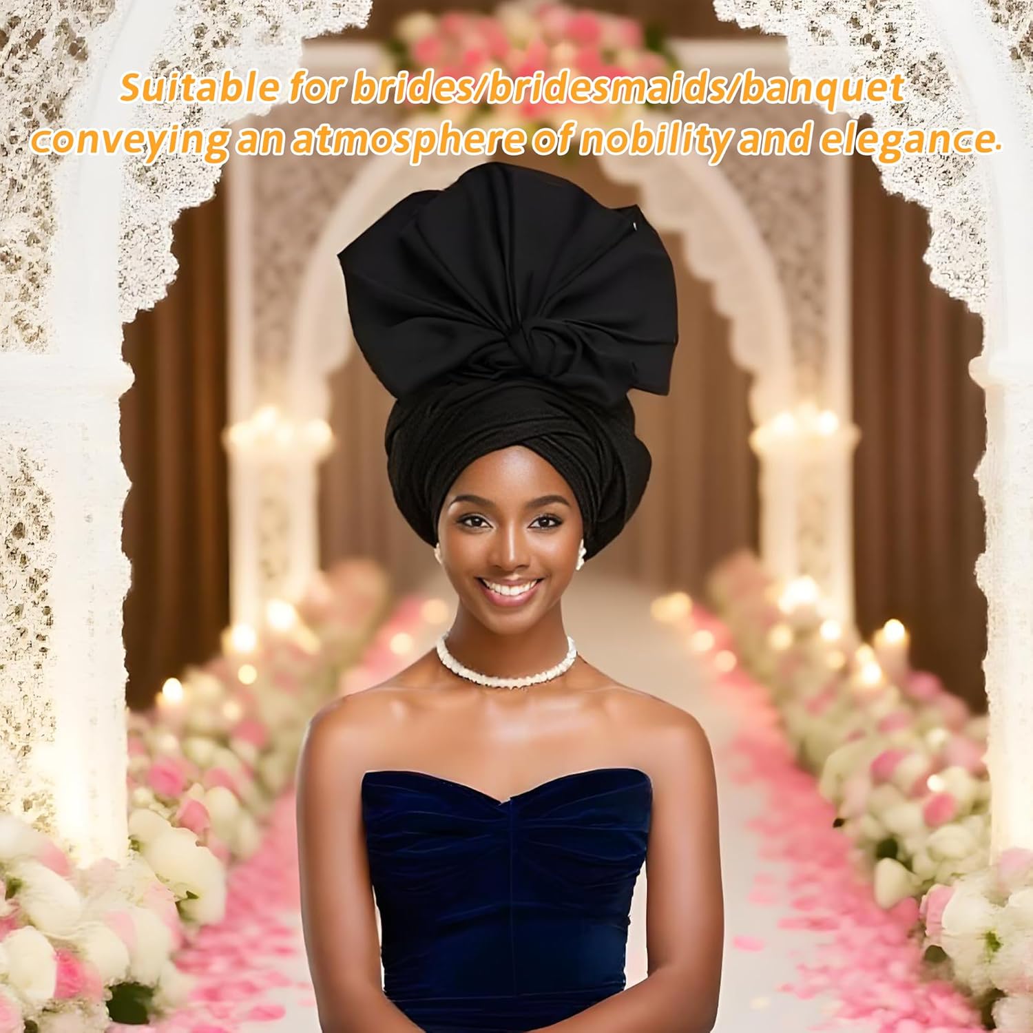 African Headwrap – Automatic Gele Pre-Tied Headscarf, Ready-to-Wear Nigerian Headpiece for Women’s Wedding & Party - Image 4