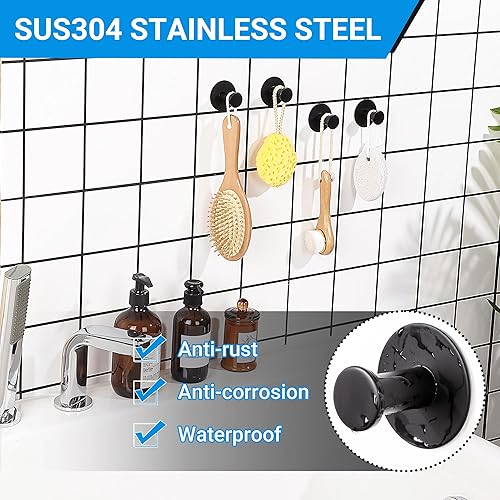 Miniatura 2 de SAYAYO Ganchos autoadhesivos para colgar, ganchos para colgar abrigos de pared, gancho negro mate para toallas para baños, gancho para pegar en el