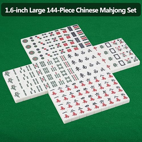 Miniatura 2 de Juego de mahjong chino grande de 1,6 pulgadas Mahjong azulejos 144 Mahjong Set de melamina Mahjong Set