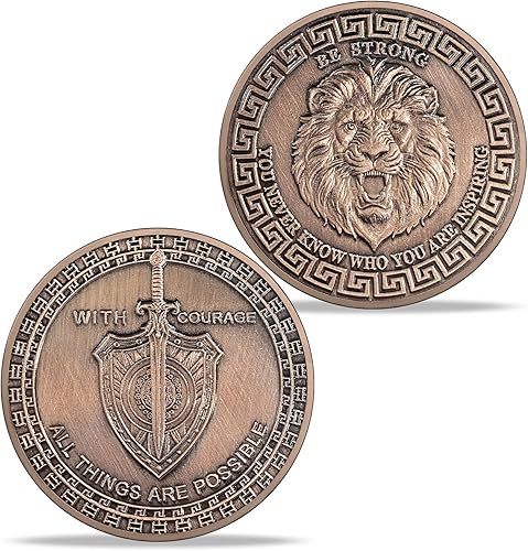 Miniatura 3 de Moneda de desafío de espada y escudo de león, coleccionable inspirador, diseño de alto relieve, símbolo de coraje y fuerza, amuleto clásico de