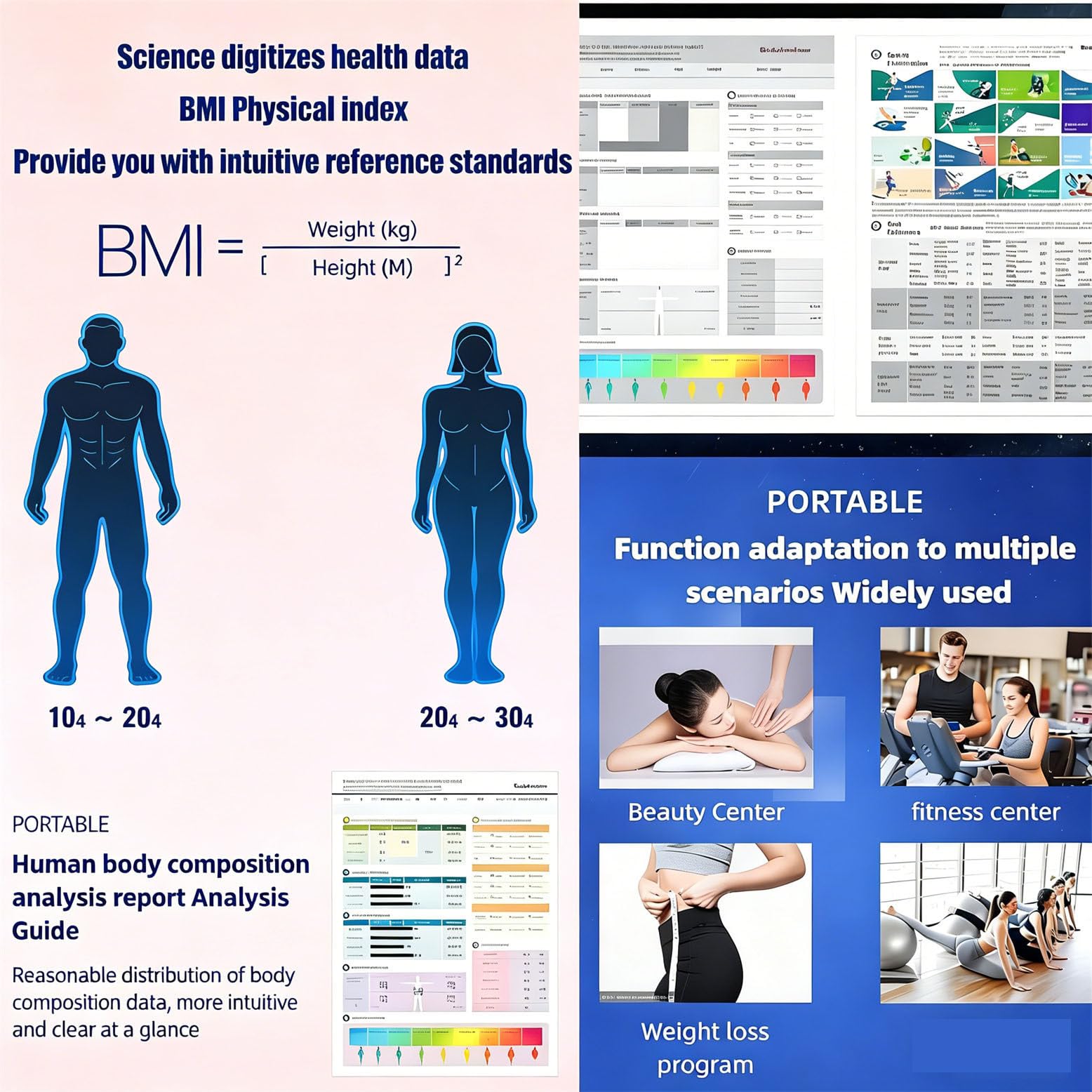Körperfettwaage, 5-300 kg, Körperfettwaage, Körperfettanteilwaage für den Heimgebrauch, hochpräziser BMI-Analysator, 117 x 60 x 40 cm