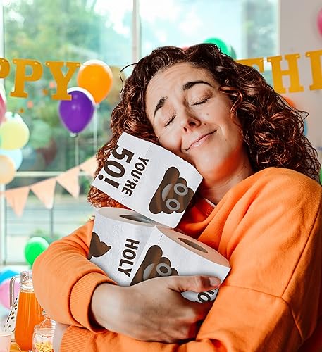 Miniatura 7 de Printed TP Holy Poop You're 50 - Papel higiénico impreso para regalo de broma  Feliz cumpleaños 50 divertido papel higiénico para la mejor broma,