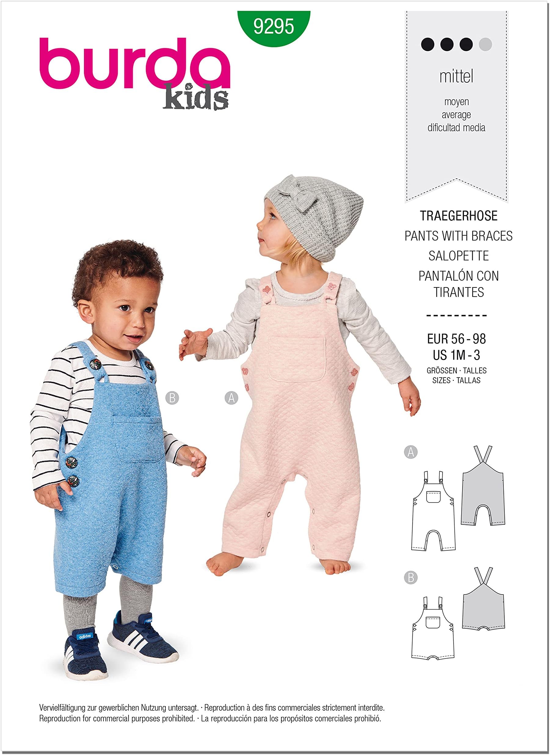 Burda Style Sewing Pattern B9295 Babies' Trousers with Braces