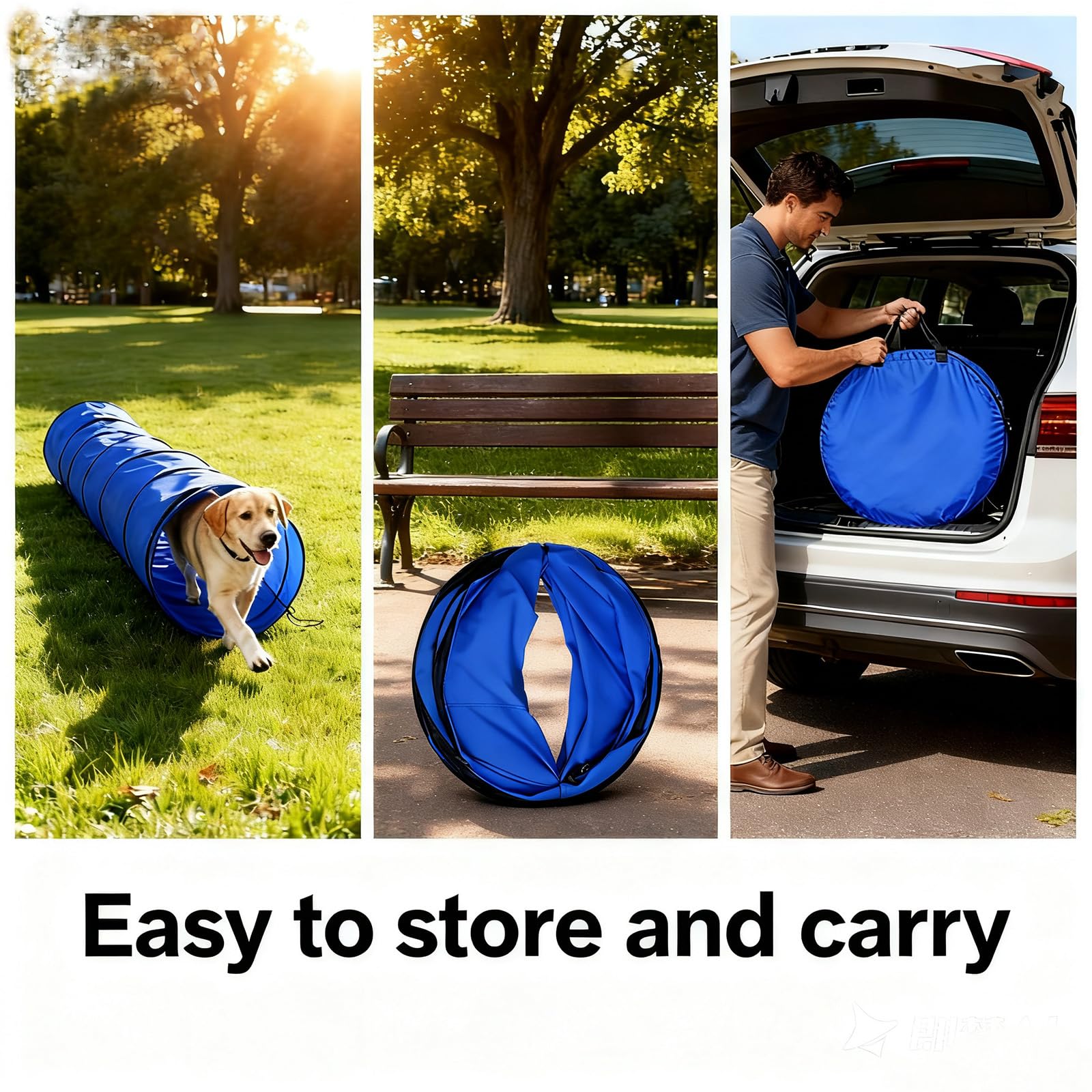 Dog Agility Tunnel with Carry Bag and Ground Spikes, Foldable 10-Foot Tunnel for Dog Training, Dog Agility Equipment for Outdoor, Backyard, Indoor Use, KINETOVOLTA - image 6