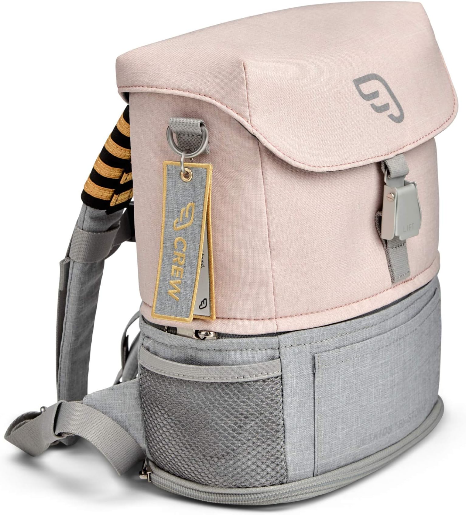 JetKids BackPack, Pink Lemonade - Expandable Design for Kids 2-7 Years Old - Easy-to-Clean, Water Repellent Fabric - Includes Pull-Out Seat Pad, Name Tag & Detachable Captain Stripes
