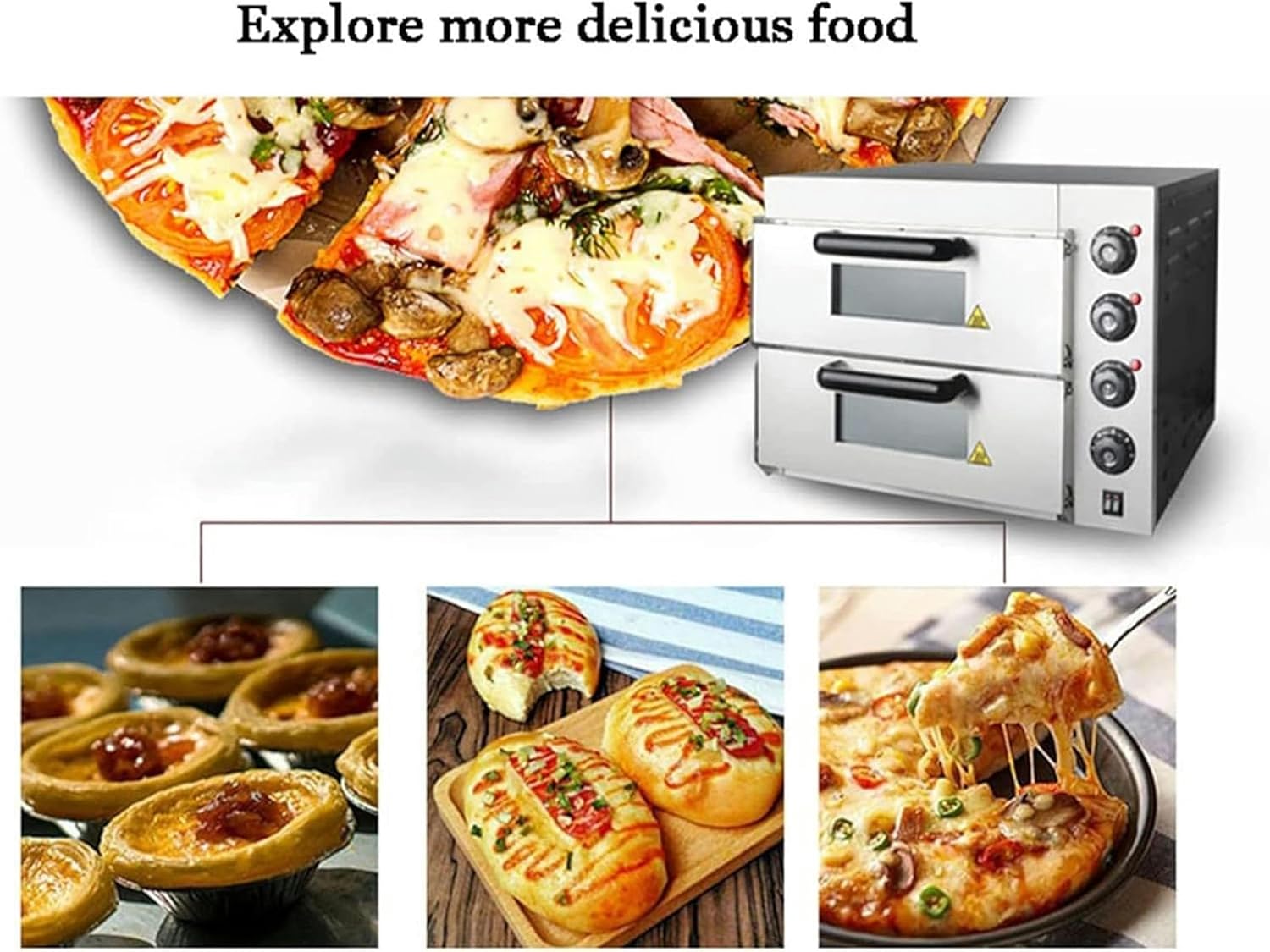 Double Deck Stone Base Electric Commercial Pizza Oven 3KW, Pizza Maker, Oven Pizza Maker, with Timer