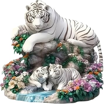 Durable White Tiger Family Sticker 5.5 Inch Glossy Waterproof Vinyl Car Stickers car decals bumper stickers decals for vehicles for Cars SUVs Motorcycles Laptops Helmets Suitcases Walls Doors 2 Pack