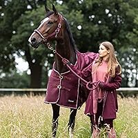 Vista 3 de HORZE Glasgow - Sábana de caballo ligera impermeable (sin relleno), color borgoña, 69 pulgadas