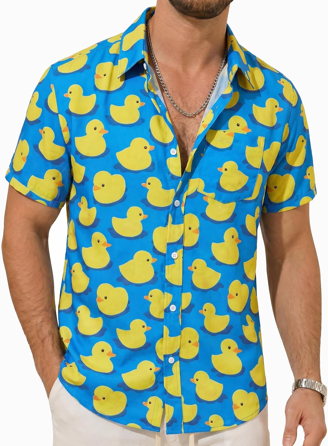 Barry.Wang Mens Hawaiian Shirt Tropical Floral Short Sleeve Casual Button Up Aloha Shirts Summer Luau Beach Cruise Wear