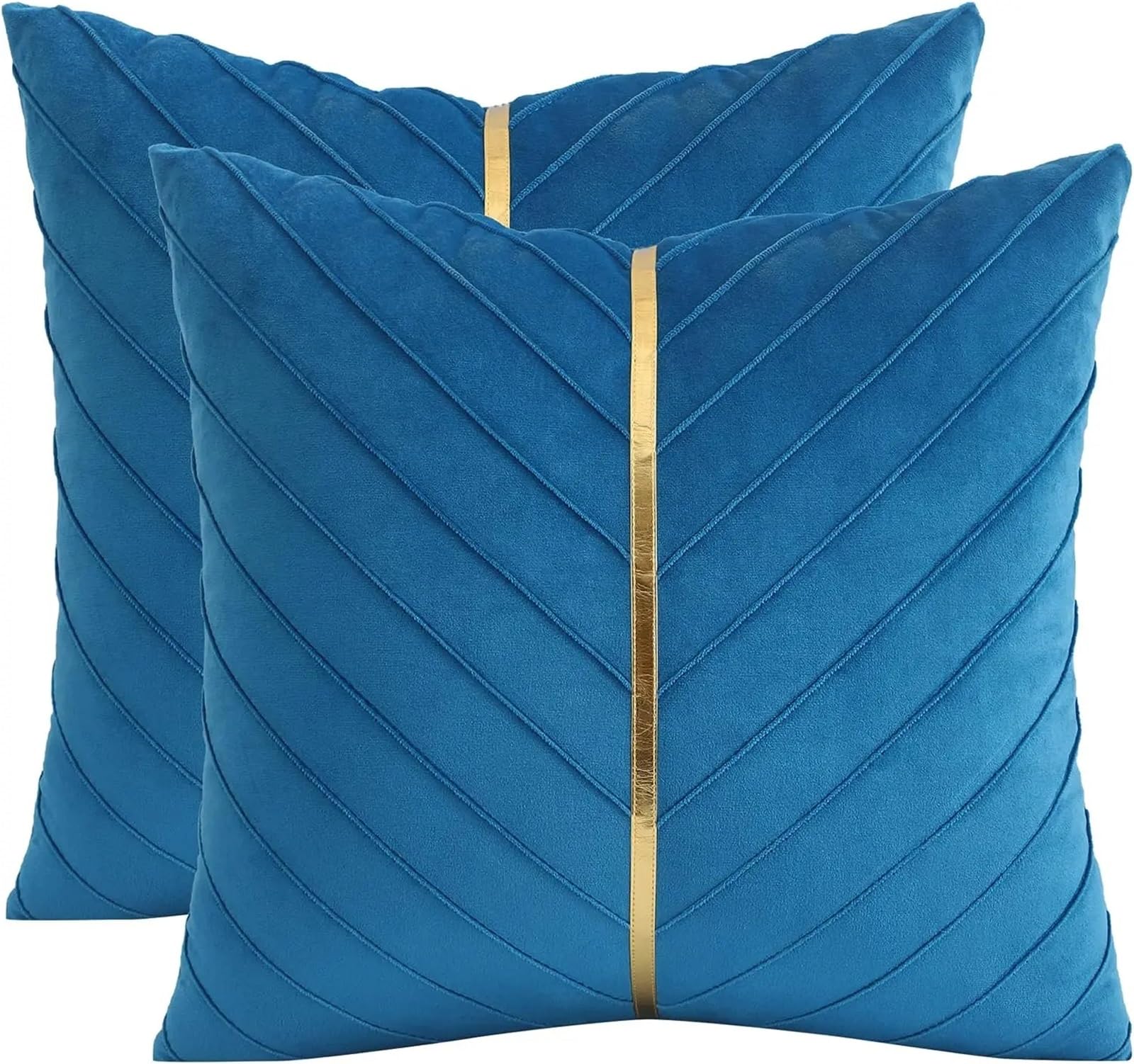 Coussin canapé velours bleu 60x60 cm taie oreiller salon lot de 2