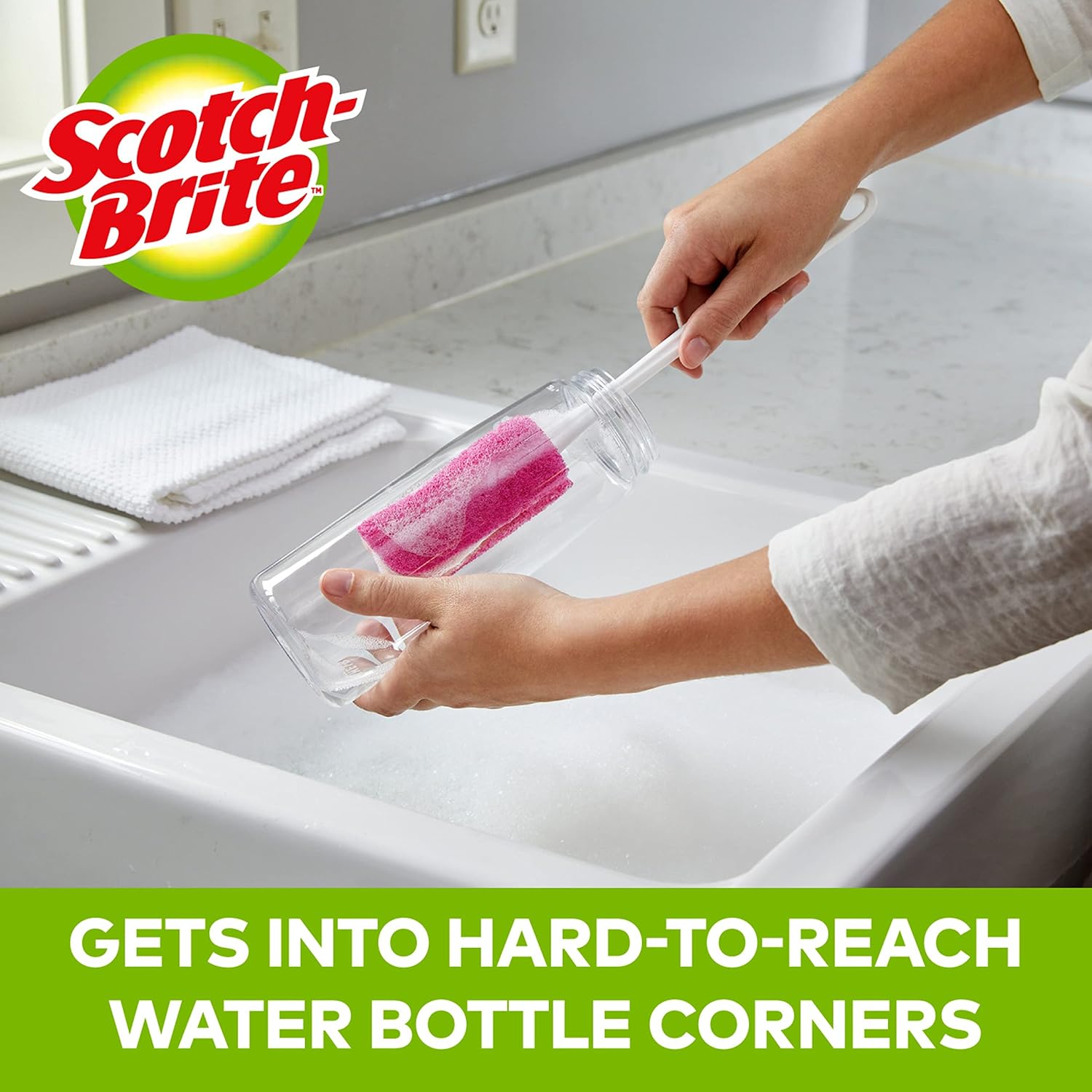 Scotch-Brite Water Bottle Scrubber, Safe On Glass, Plastic and Stainless Steel (Pack of 2) image 3