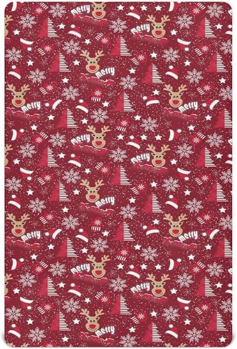 Miniatura 1 de Christmas Theme Crib Sheets - Stretchy Fitted Crib Sheets for Boys Girls, Unisex Cozy Baby Crib Sheet 28 x 52 x 9 Inches