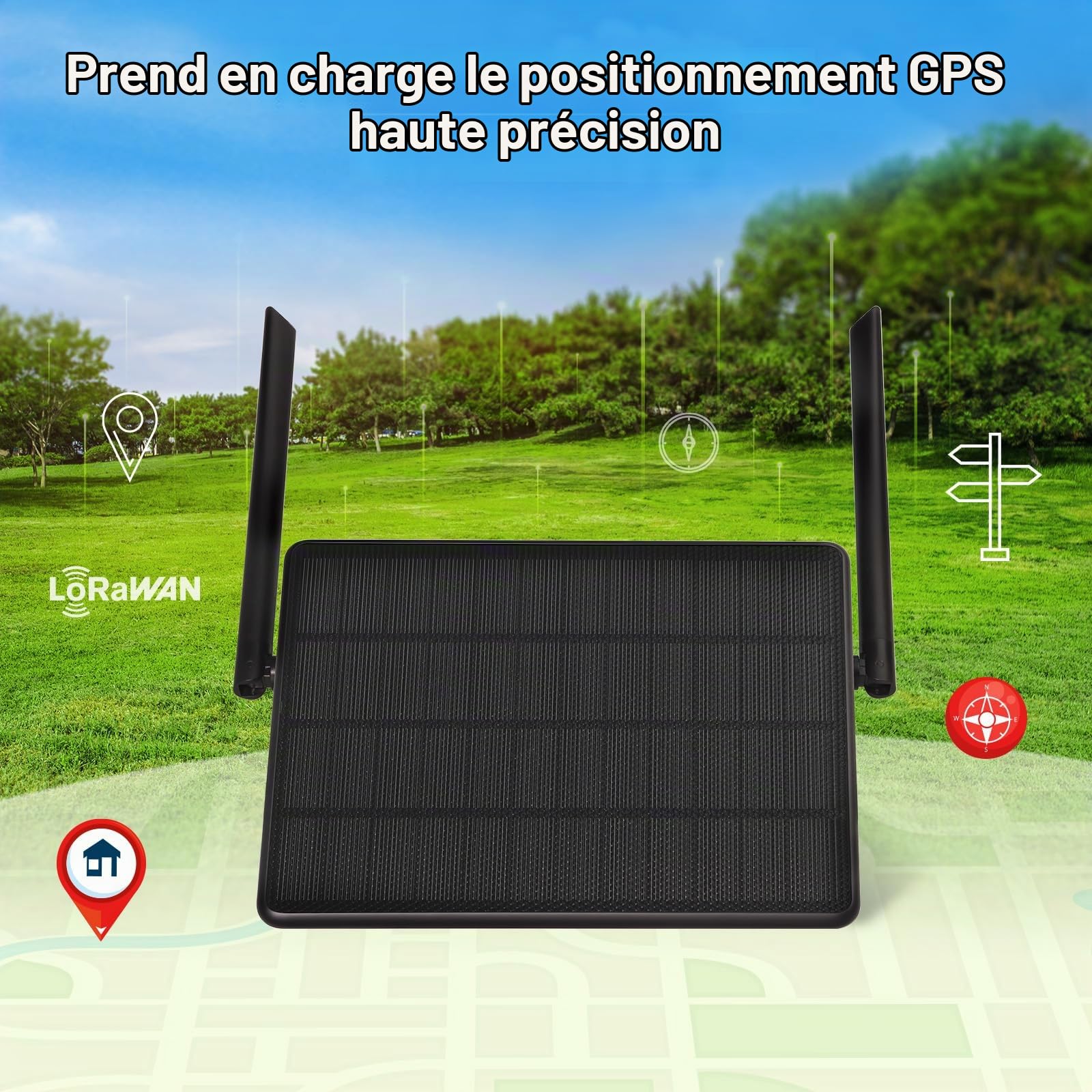 ELECROW Noeud Solaire Extérieur Meshtastic avec GPS & nRF52840, Répéteur ThinkNode M6 avec Panneau Solaire 6W et Batterie 7000mAh, Station IP65 pour Hors-Réseau (868 MHz)
