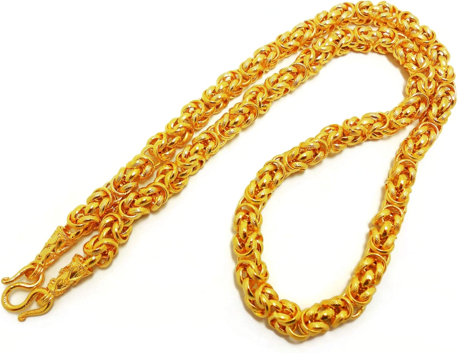 Men's Gold Chain 22k 23k 24k Thai Baht Gold Plated Necklace 26 Inch, 90 Gram, Width 8 mm Jewelry