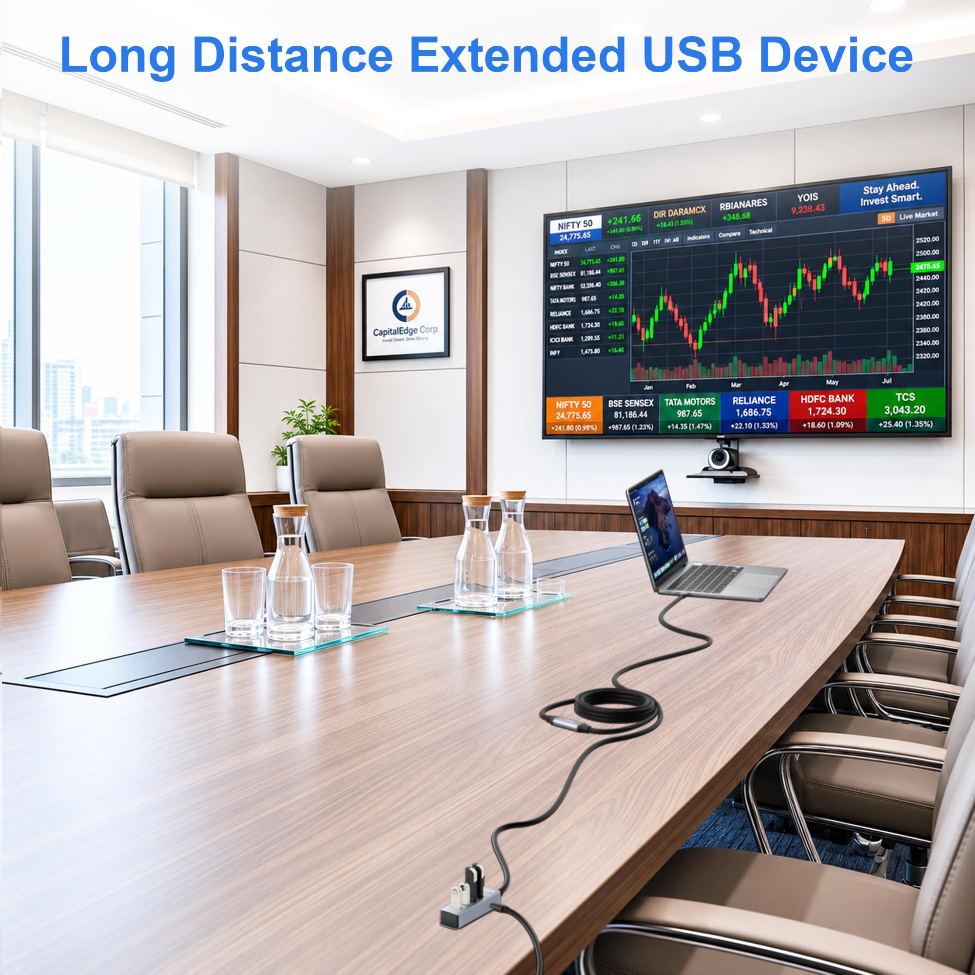 4 Puertos Hub USB 3.0 con 10m Cable, 5Gbps USB Hub Adaptador Multipuerto