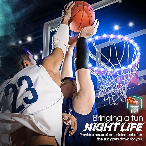 Miniatura 6 de Mafuken - Luz LED de aro de baloncesto, control remoto, impermeable, luces de borde de baloncesto con 7 modos de iluminación, accesorios