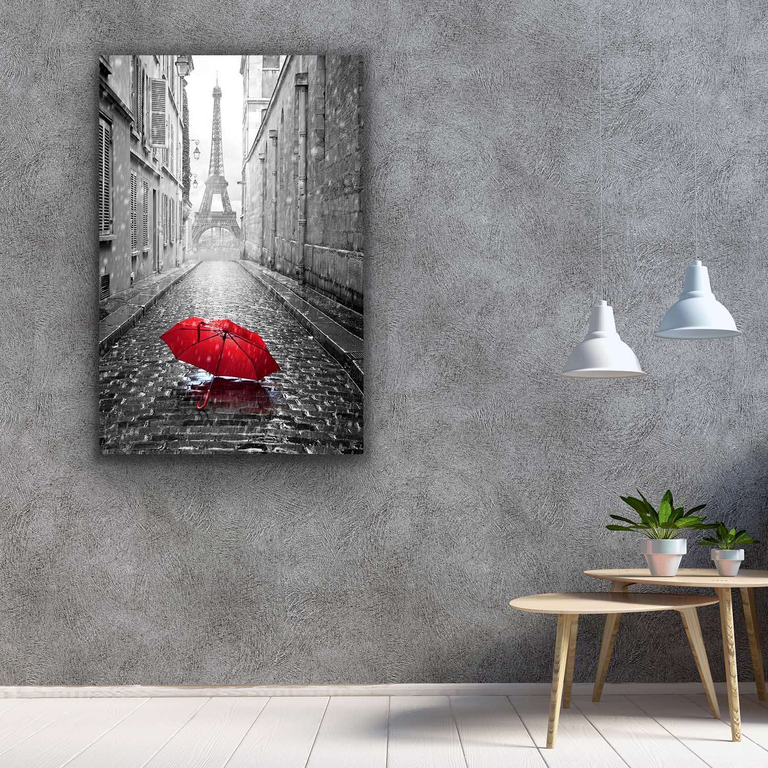 Startonight Quadro su Tela Bianco e Nero Umbrella a Parigi, Stampe Incorniciato e Pronta da Appendere Design Moderno Arredamento Arte Fotografia Grande Formato 80 x 120 cm Luminoso al Buio