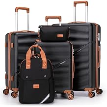 Luggage Sets 5 Piece Suitcases with Wheels, Suitcase Set ABS Hard Case Luggage with TSA Lock Spinner Wheels Durable Travel Luggage (5-Piece Set(20"/24"/28"))