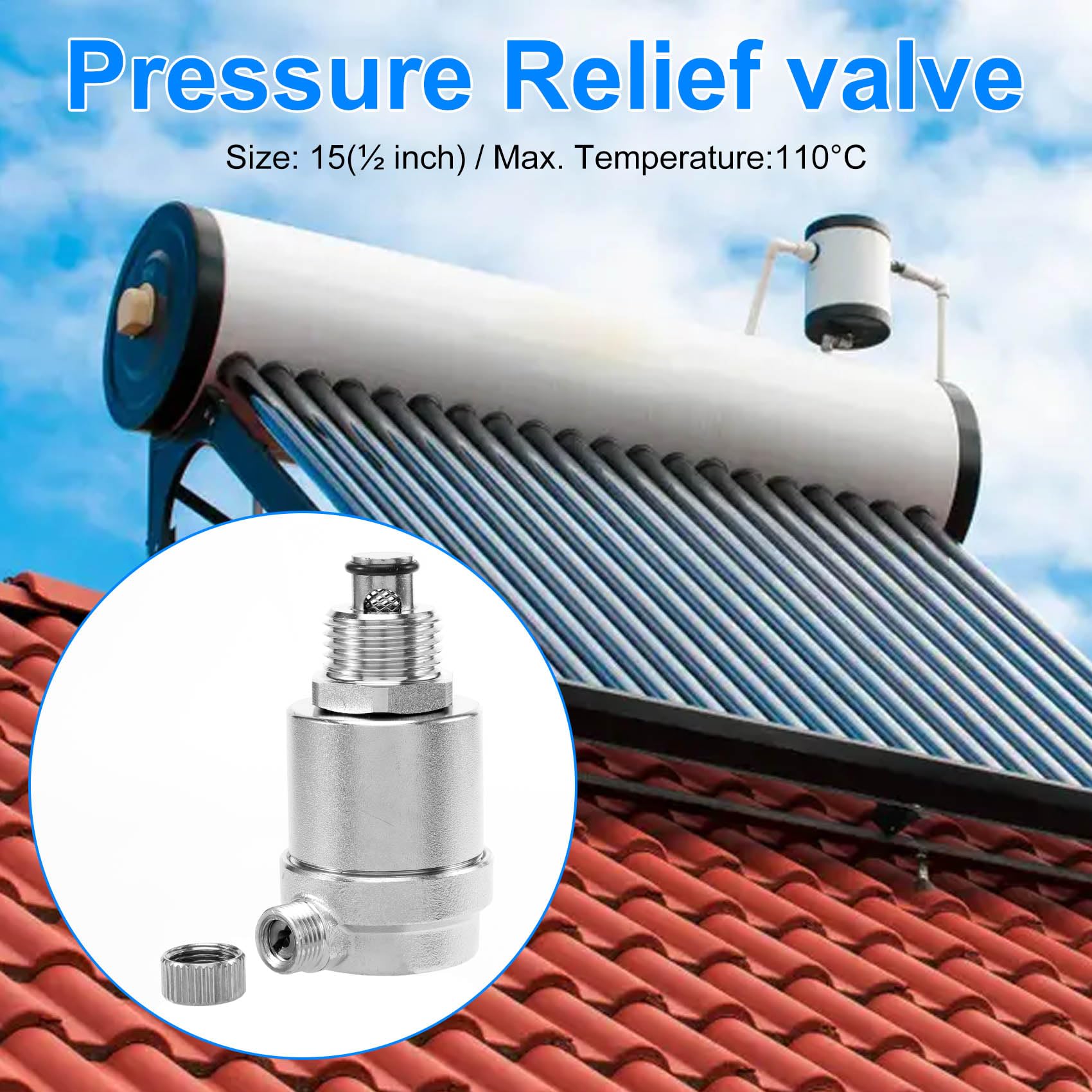 1/2 Edelstahl 304 Automatische EntlüFtung Ventil für Solar Warm Wasserbereiter ÜBerdruck Ventil 10Bar