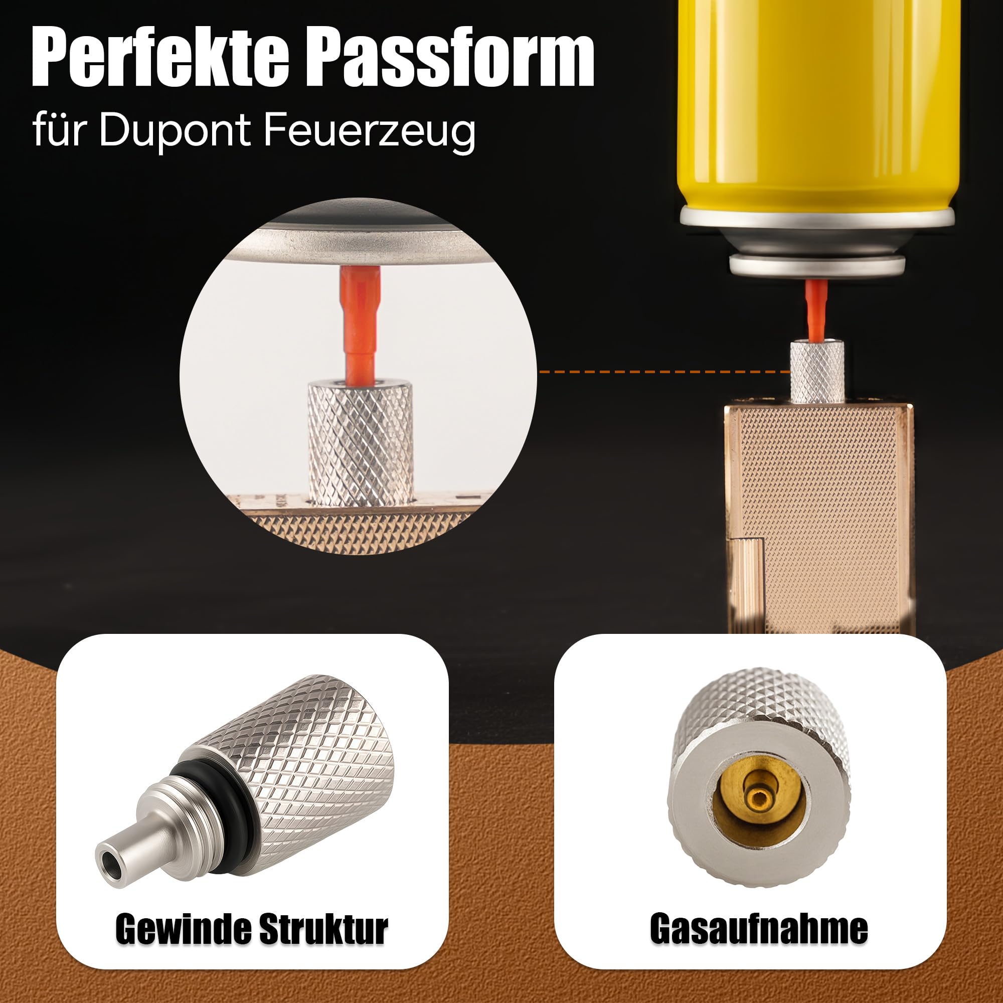 Adattatore di ricarica a gas per accendino S.T. Dupont Ligne 2 (modelli standard e classici), Gatsby e Ligne 1 Large, adattatore di ricarica a gas di aggiornamento in 2 pezzi per accendini