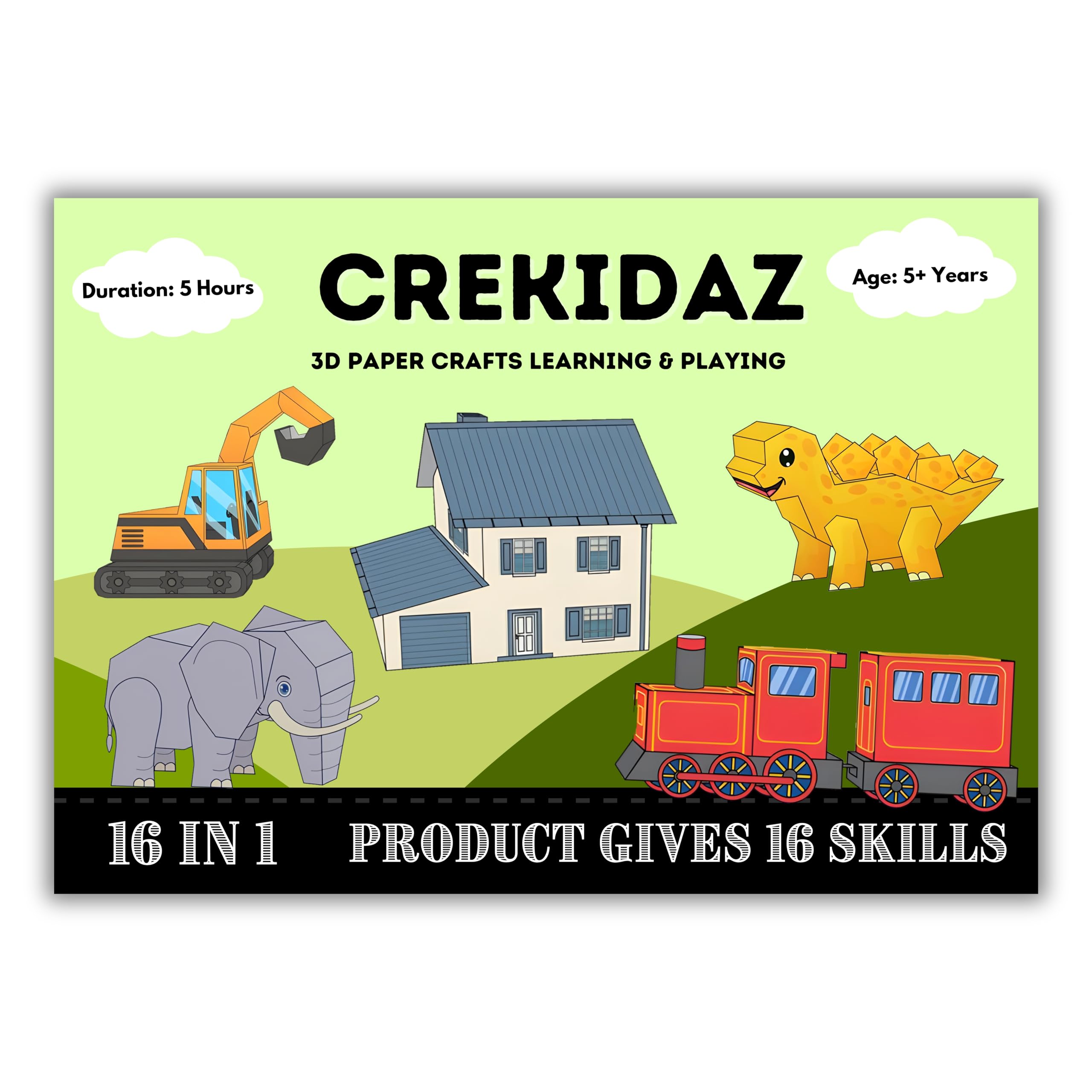 Crekidaz 3D Paper Craft | 3D Paper Model Cut,Fold,Glue | Pack of 5 Cardstock | Age 5+ Years (B0CVFB23GB) Amazon Price History, Amazon Price Tracker