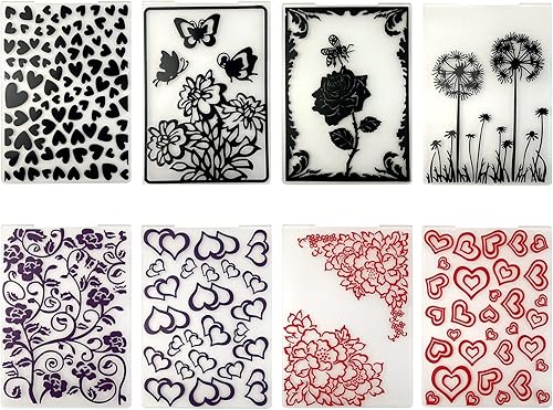 Rainmae 8 carpetas de plástico para el día de San Valentín, plantillas de máquina de grabado de rosas, plantillas de papel para hacer tarjetas,