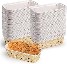Cedilis 100 Pack Paper Loaf Pan, 7.5 x 3 x 2 inch Disposable Loaf Bread Pan, Bread Pans for Baking, Rectangle Baking Loft Mold for Pumpkin Banana Bread, Microwave Oven Safe