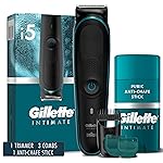 Gillette Intimate Men\'s Pubic Hair Trimmer, SkinFirst Pubic Hair Trimmer for Men, Waterproof, Cordless for Wet/Dry Use, Shaver for Men, Lifetime Sharp Blades, Includes Anti Chafe Stick, Gift Set