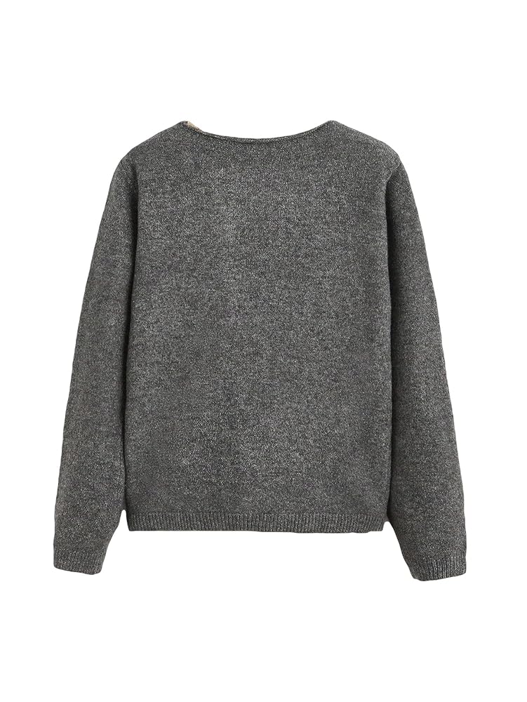 SHENHE Women's Asymmetrical Button Down Crewneck Cardigan