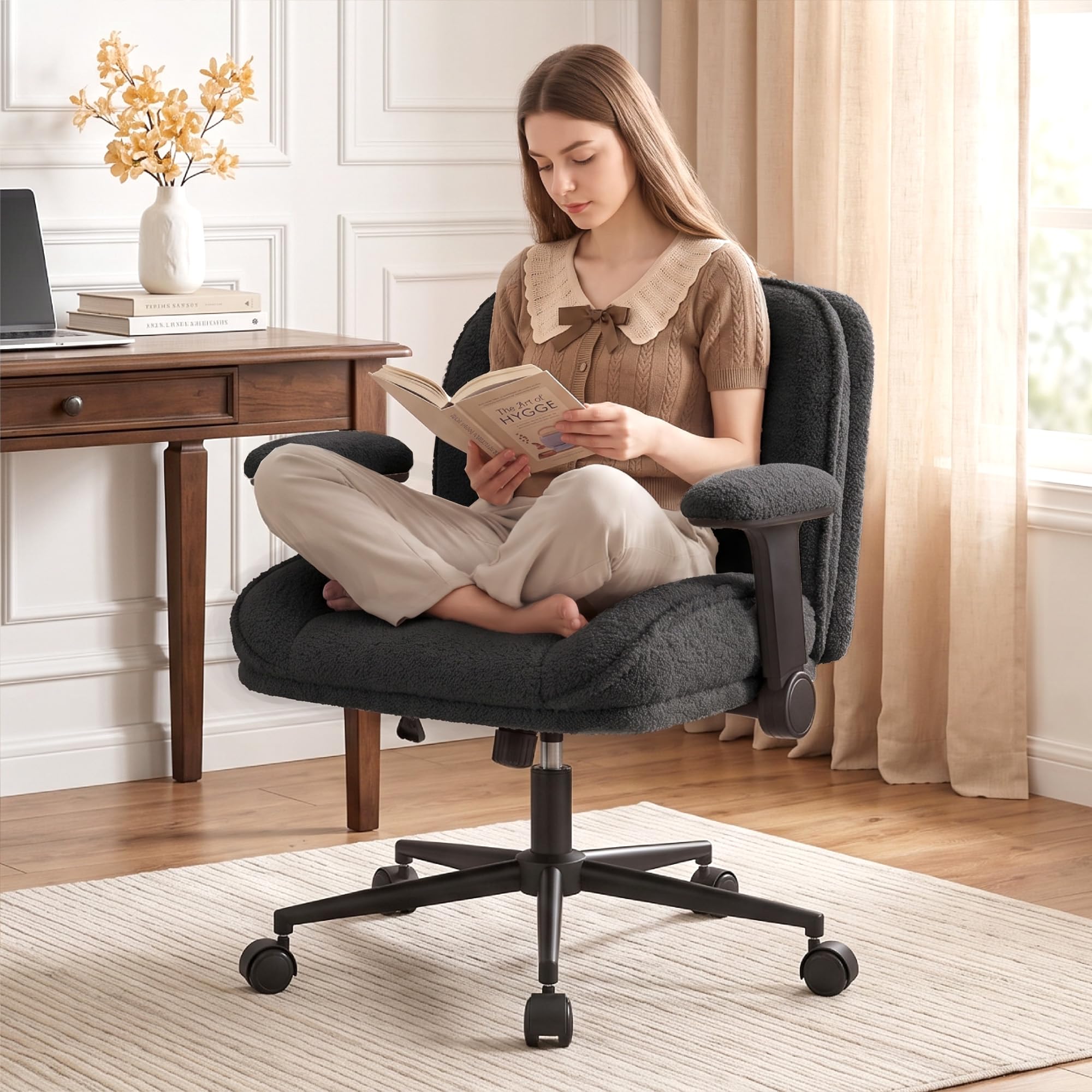 Amazon.com: DurayLoly Criss Cross Chair with Wheels, Flip-up Arms