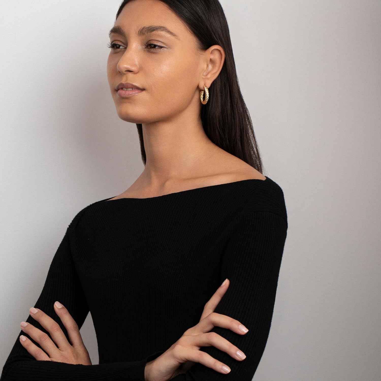 14K Real Gold Plated Twist Hoop Earrings, Gold Hoops for Women and Girls - Image 7