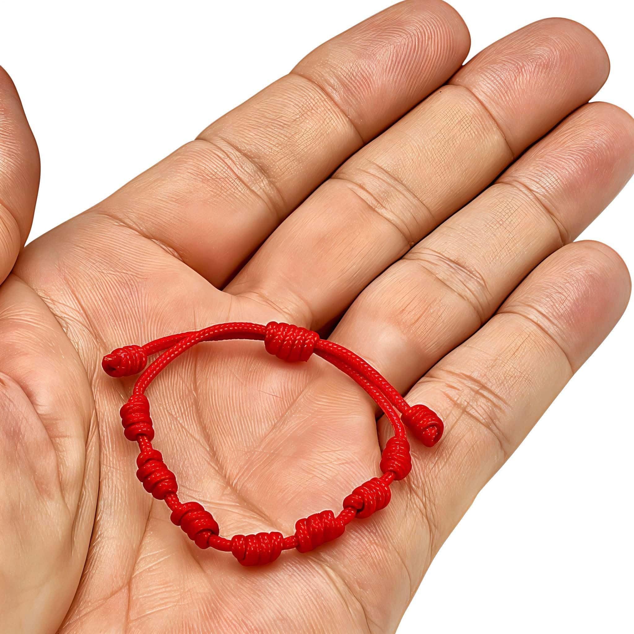 Pulsera 7 chakras con nudos roja bebés niños - Contra el mal de ojo - Hilo rojo protección energía negativa - Amuleto para la buena suerte - Talla pequeña
