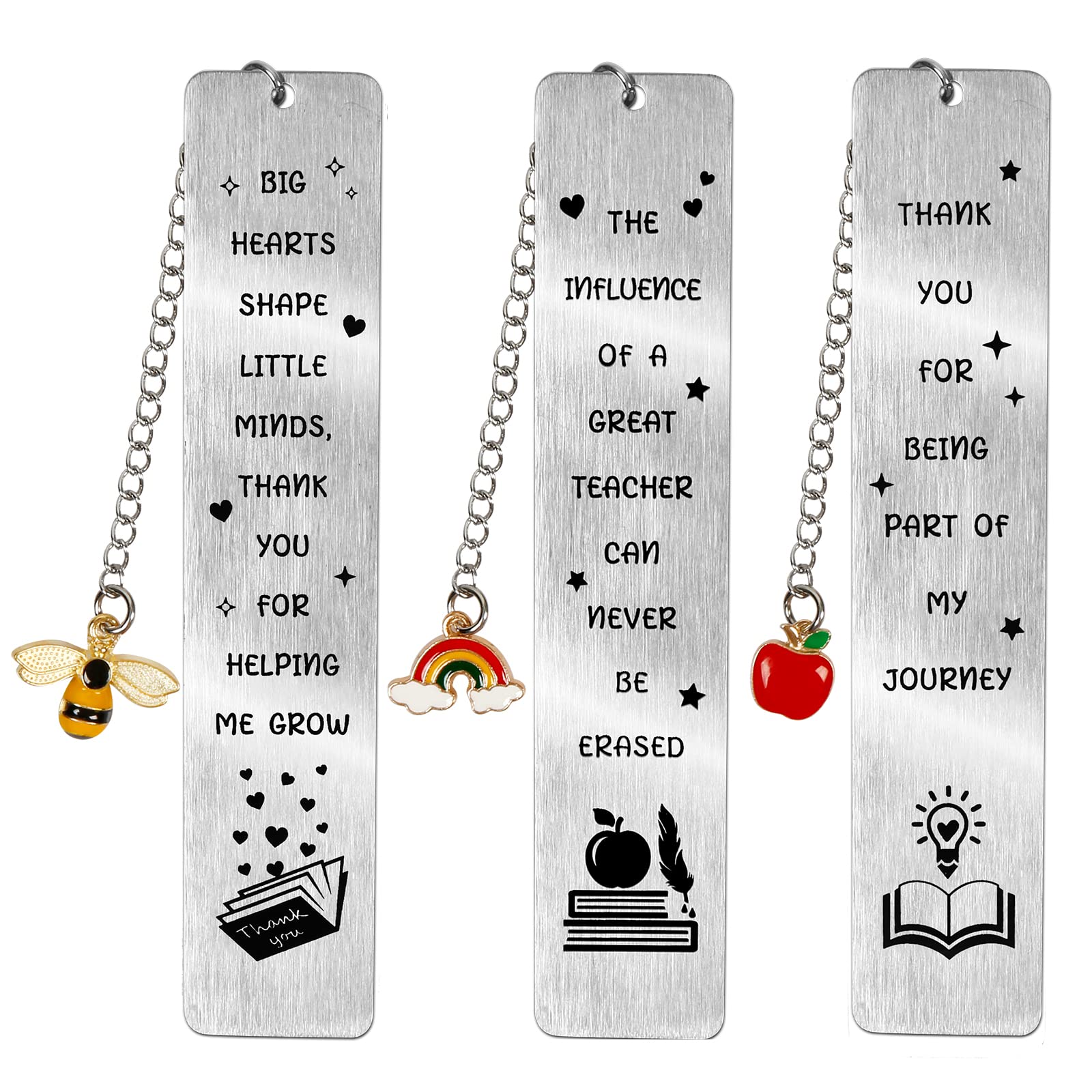 LANMOK 3pcs Thank You Teacher Bookmarks Appreciation Gift for End of Term Teacher Leaving from Student Graduation Gift Teacher Day Gifts for Women Men Preschool Daycare Special Education Teacher