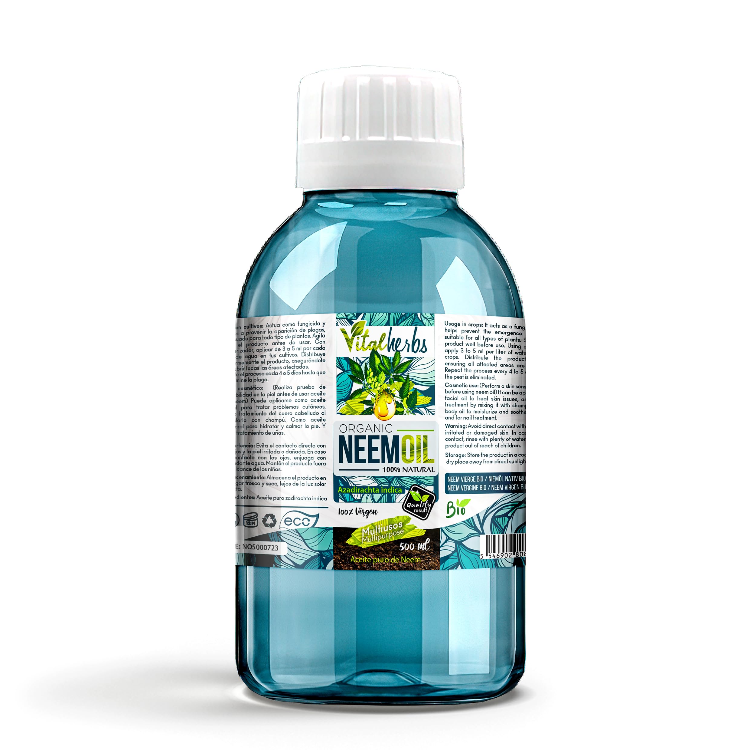 Aceite Vegetal de Neem 100 ml. 100% Natural y Orgánico - Bio. Multiusos: Ideal Para Piel, Cabello y Plantas