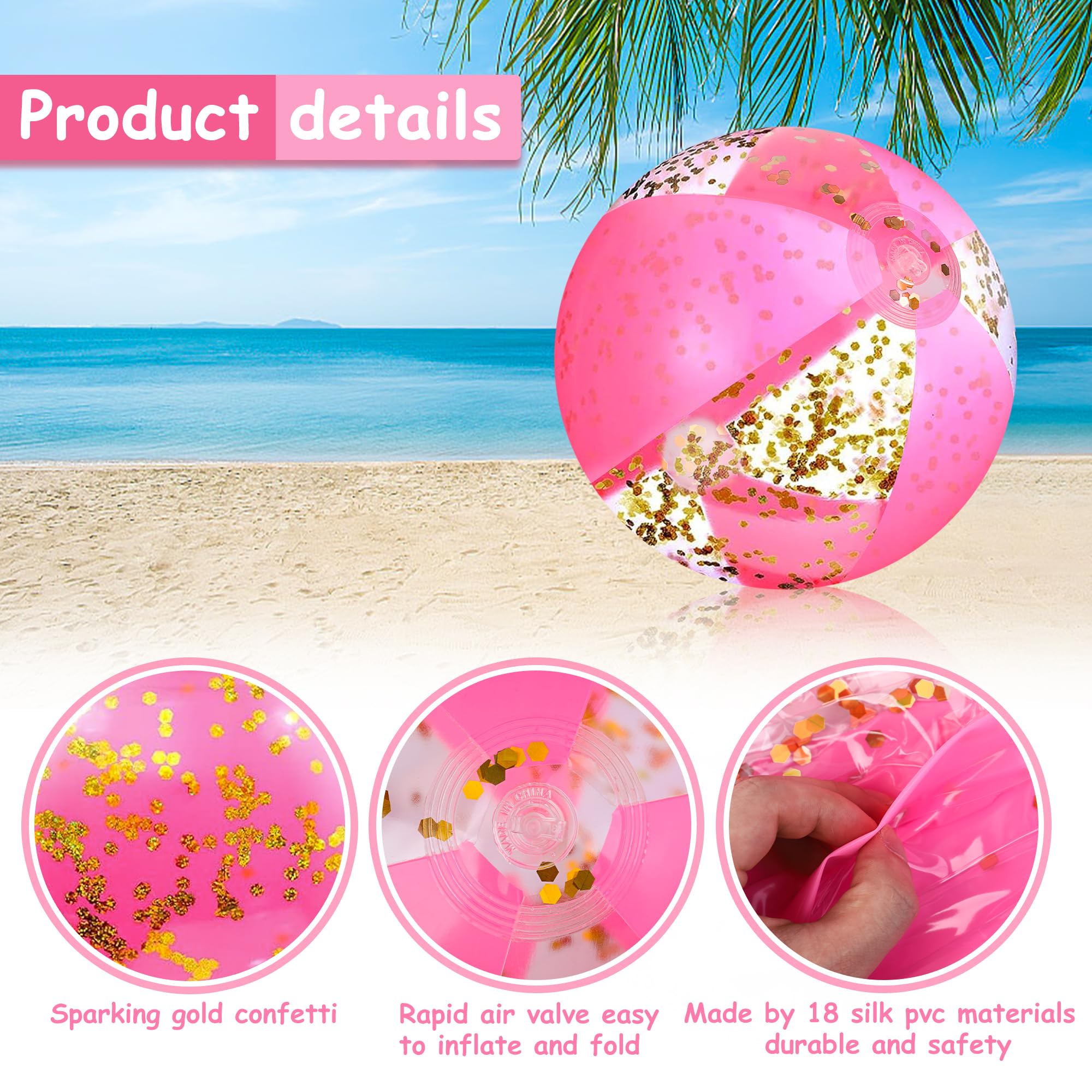 Ballons de Plage, Lot de 3, Ballons de Plage Gonflables pour Enfants - Jouets de Plage pour Enfants et Tout-Petits, Jeux de Piscine, Jouet de Piscine
