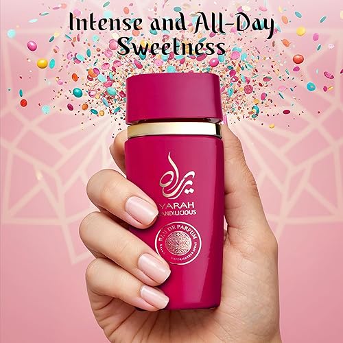 Miniatura 6 de SAADAH Yarah Candilicious Eau De Parfum para Mujeres 4.0 fl oz, 120ml Perfume Frutal Floral Gourmand, Vainilla Dulce de Fresa, Algodón de Azúcar,