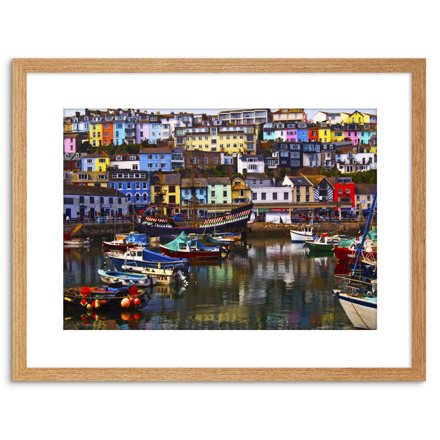 Wee Blue Coo Photo Cityscape Brixham Devon England Harbour Boats Framed Wall Art Print