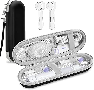 Electric Toothbrush Travel Case for Oral B/Oral-B Pro 1000 1500 5000 7000 Electric Toothbrush,Hard EVA Protective Toothbrush Holder, Includes 2 Brush Head Caps, Compact & Water-Resistant