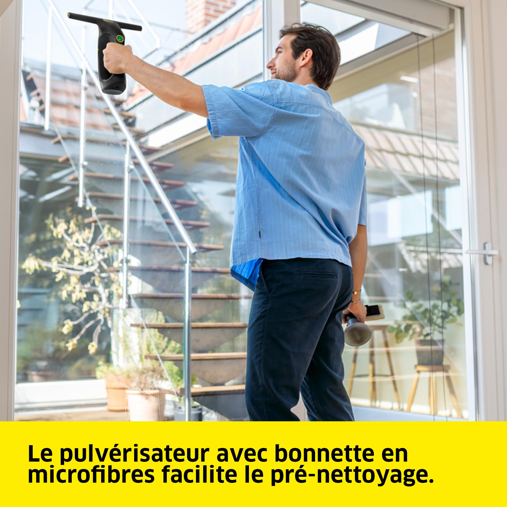 Kärcher nettoyeur de vitres sans fil WV 2 Universal Precision+ Black, autonomie : 35 min, réservoir : 120 ml, 2 raclettes, pulvérisateur avec bonnette en microfibres, nettoyant vitres 20 ml