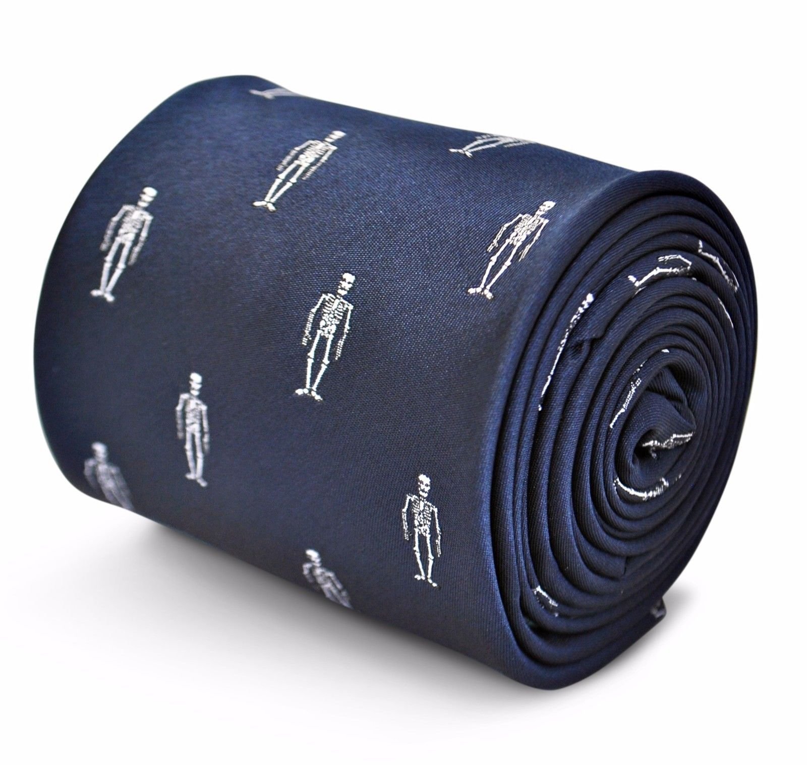 Frederick Thomas Skeleton Pattern Men’s Tie, 8cm Width and 147cm Length, Luxury Formal Necktie for Halloween, Weddings, Business or Dinner Parties